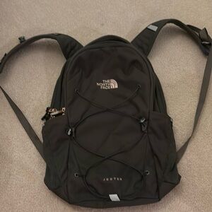 North Face Jester backpack, Olive green with metallic writing
